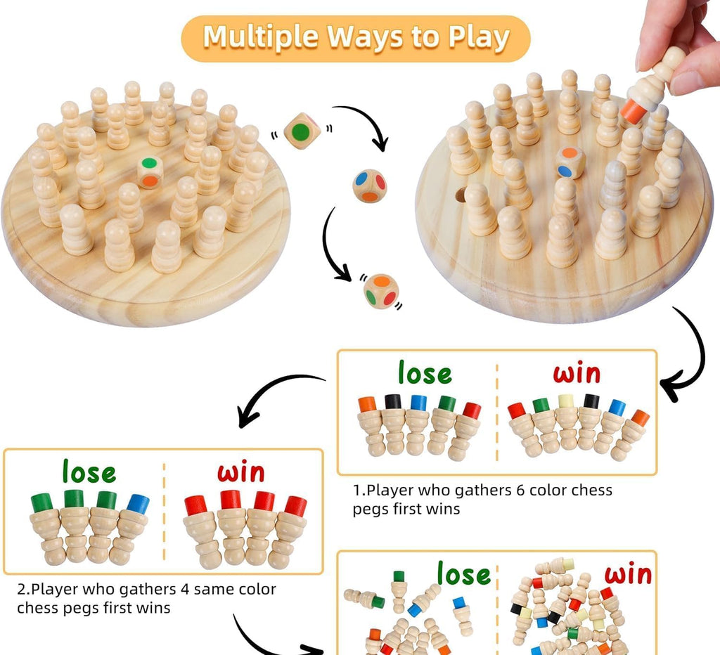 Wooden Memory Match Chess Game – kids puzzle & board game (view 11)