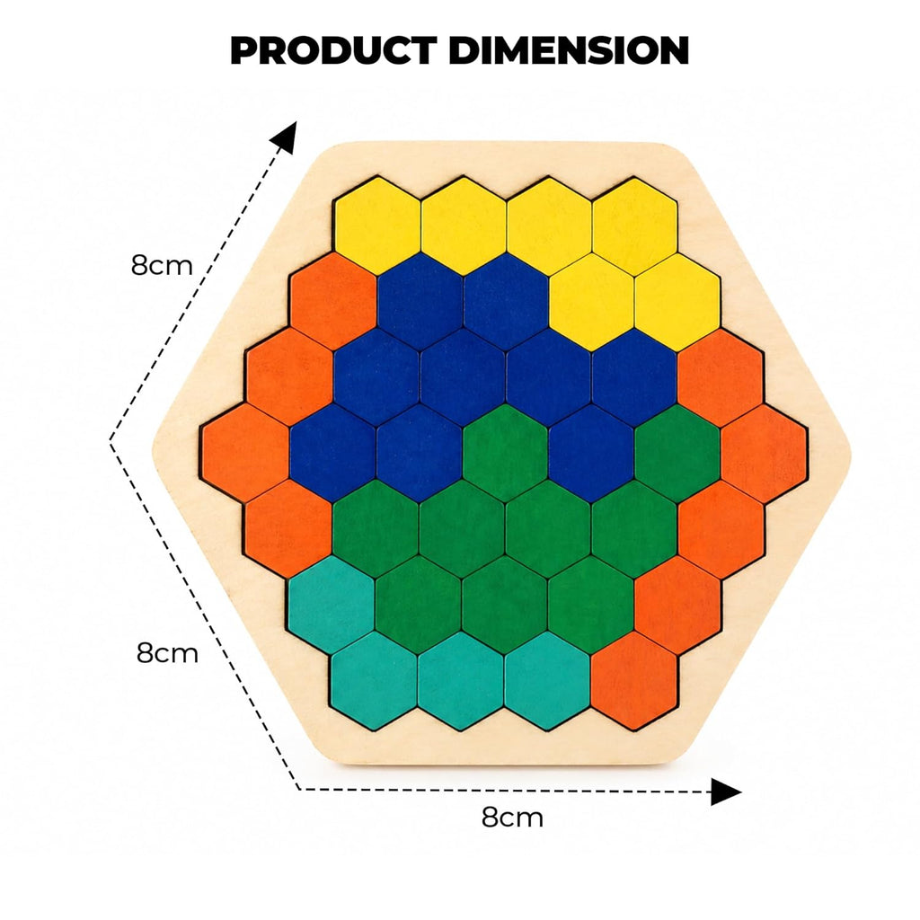 Wooden Hexagon Tangram Brain Teaser – kids puzzle & board game (view 2)