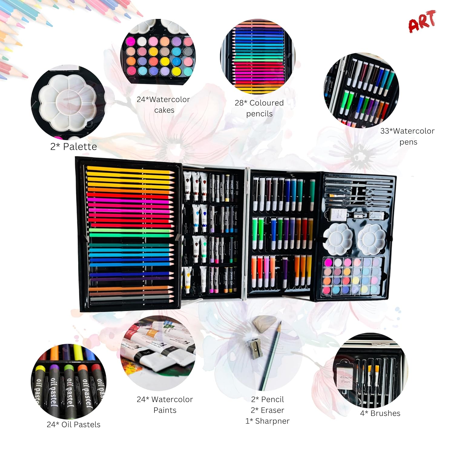 145-Piece Deluxe Art Set with Unicorn Carry Case – kids arts & crafts (view 3)
