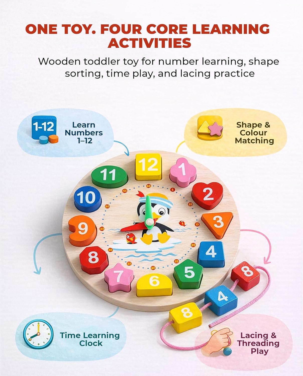 Wooden Shape Blocks – educational STEM toy for kids (view 3)