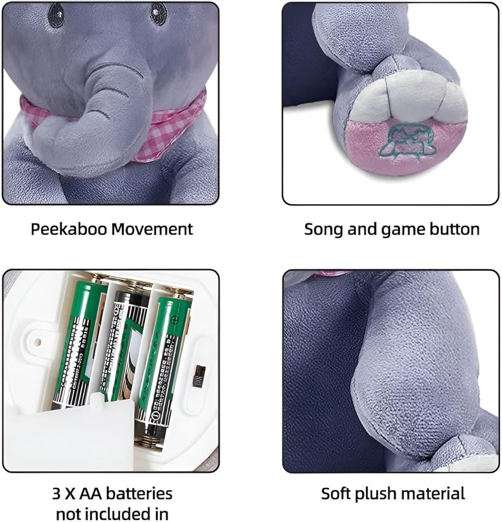 Peek-a-Boo Singing Elephant Plush – Flapping Ears Musical Toy – fun toy for kids (view 3)