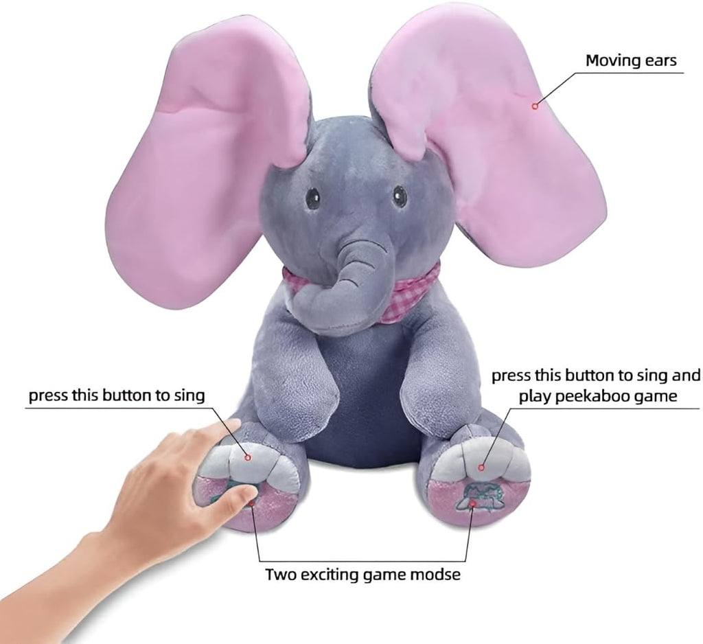 Peek-a-Boo Singing Elephant Plush – Flapping Ears Musical Toy – fun toy for kids (view 4)