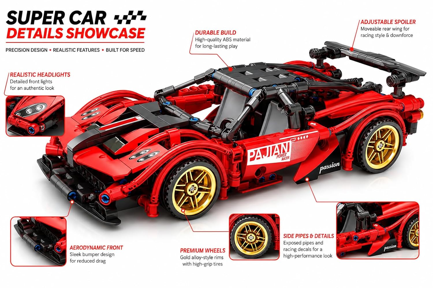 1:18 Racing Car Building Block Set – fun play toy for kids (view 4)