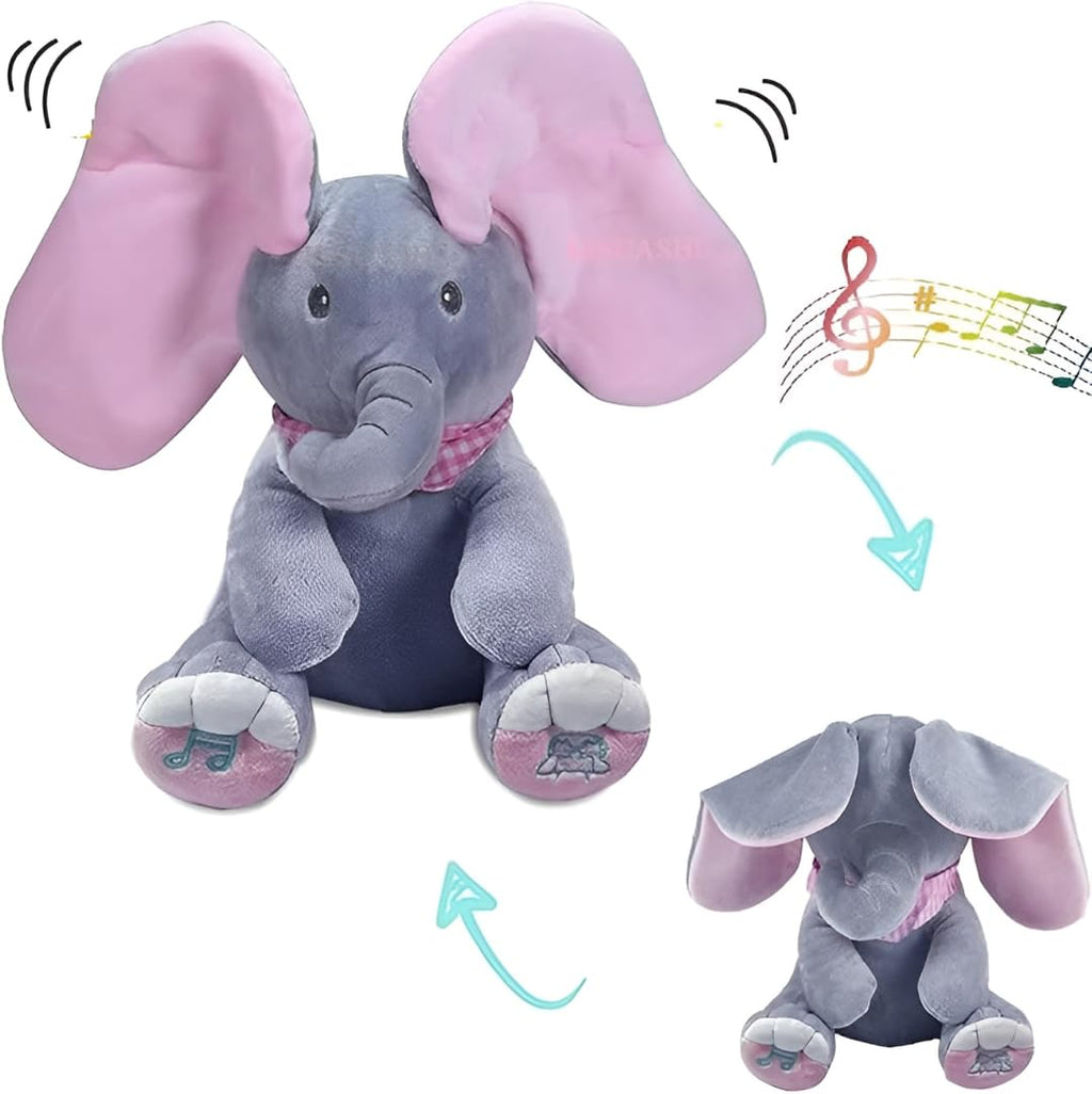 Peek-a-Boo Singing Elephant Plush – Flapping Ears Musical Toy – fun toy for kids (view 7)