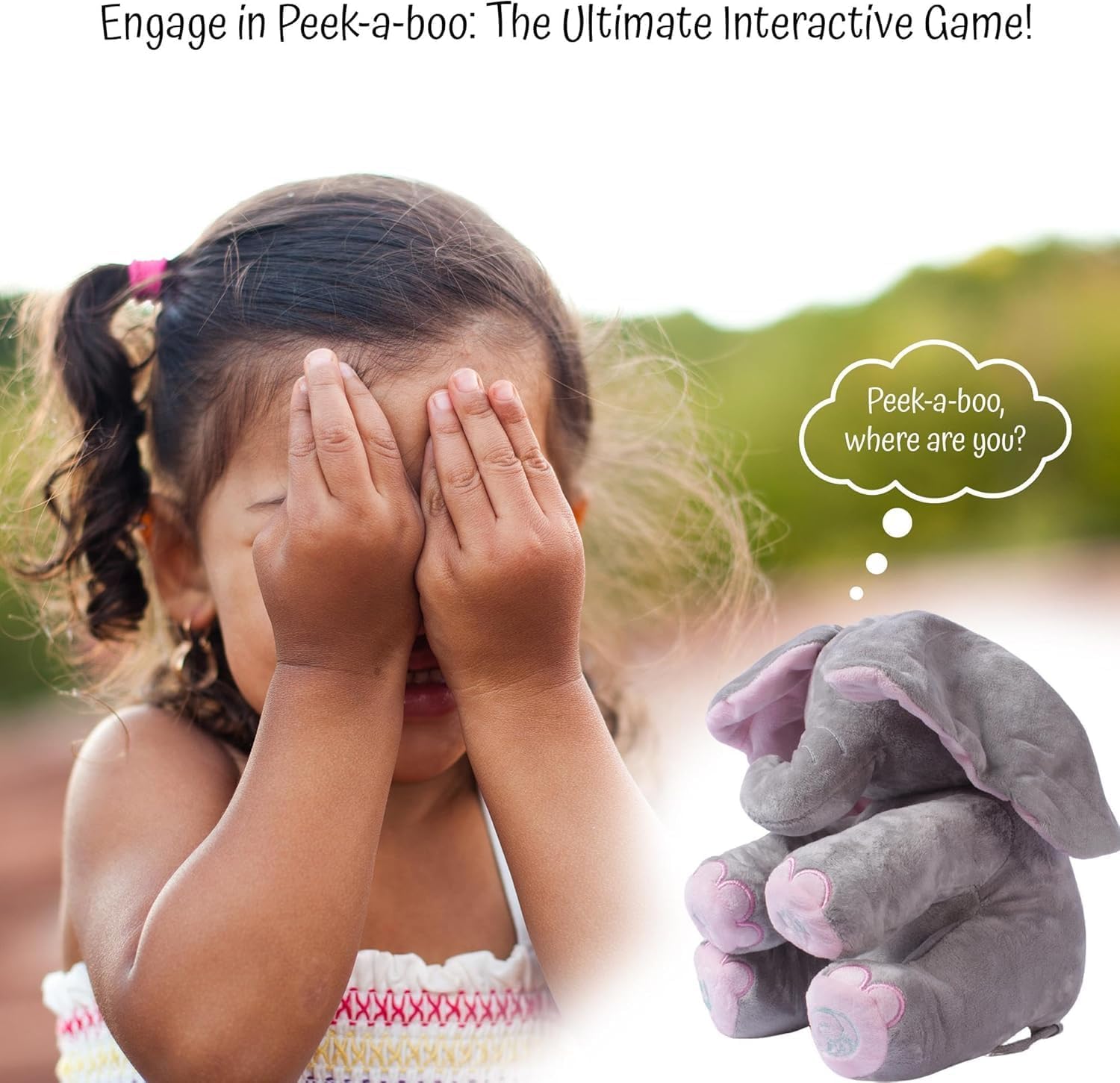 Peek-a-Boo Singing Elephant Plush – Flapping Ears Musical Toy – fun toy for kids (view 8)
