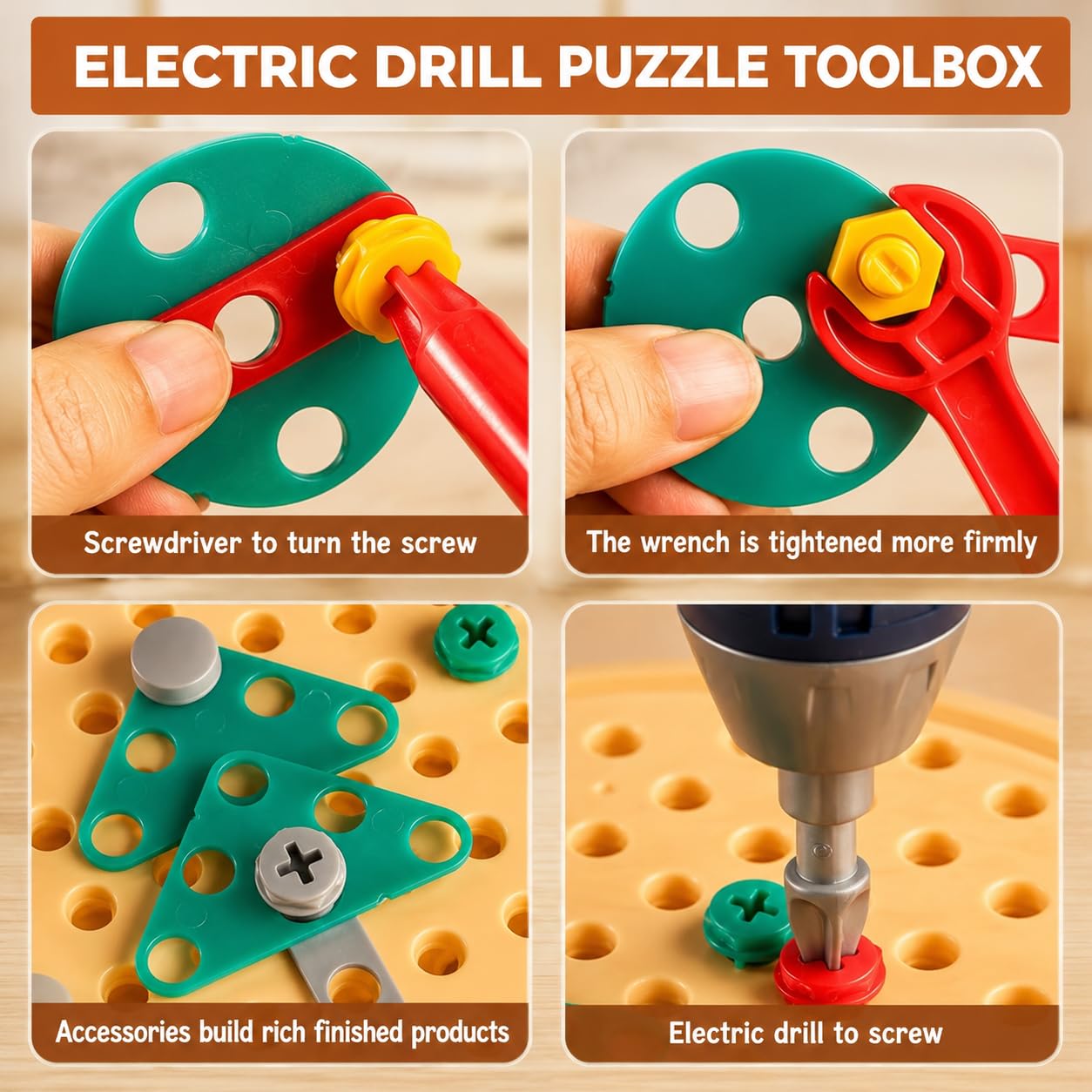 Kids Creative Tool Box Set with Electric Drill – educational STEM toy for kids (view 8)