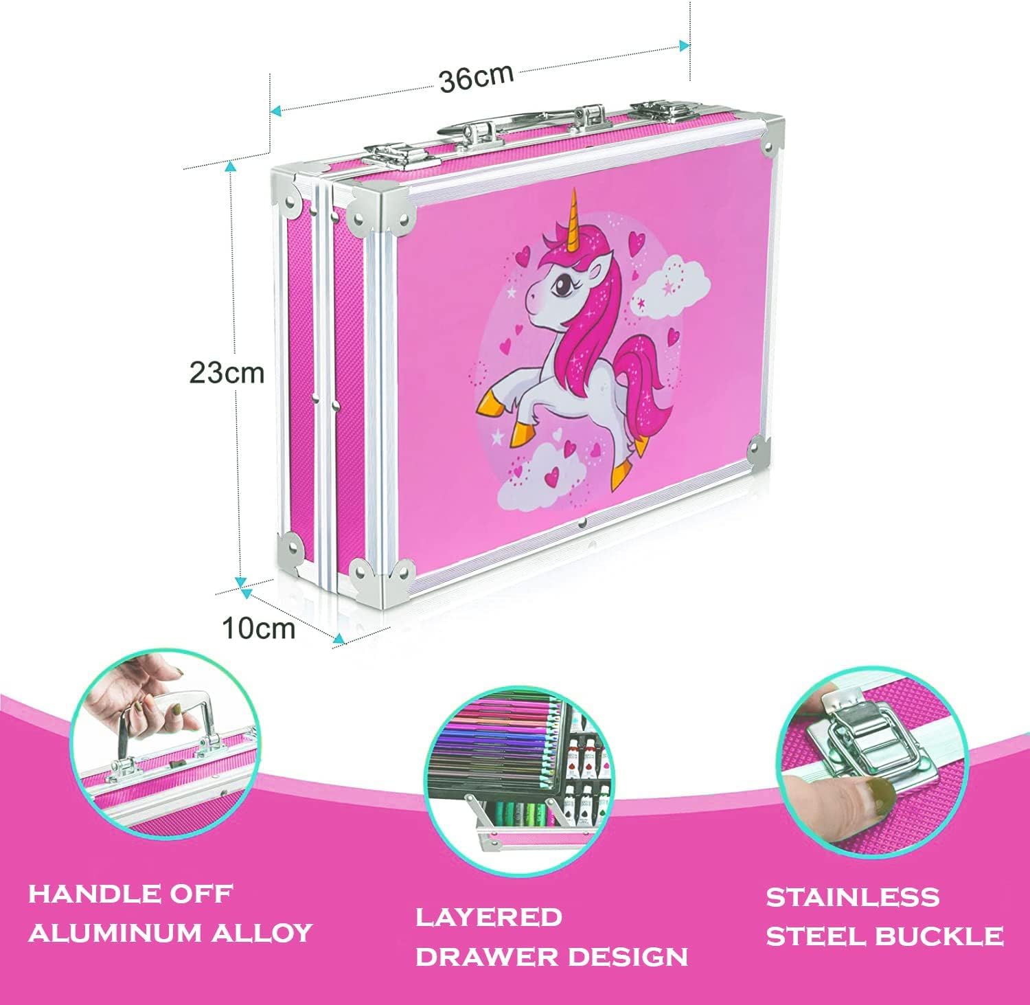145-Piece Deluxe Art Set with Unicorn Carry Case – kids arts & crafts (view 9)